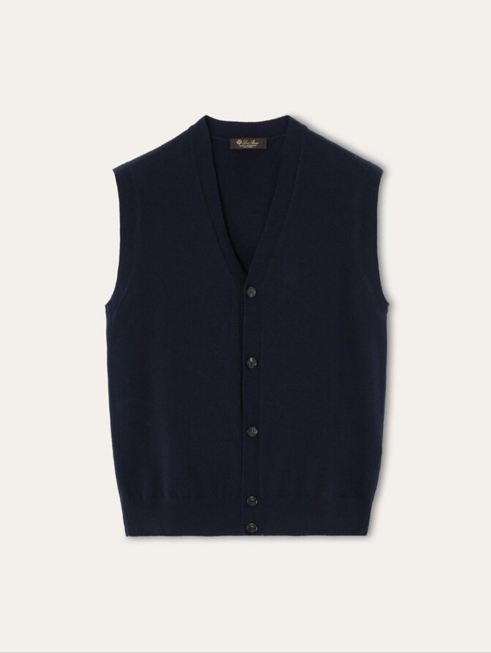 Loro Piana Baby Cashmere Navy V-Neck Button Front Knit Vest - Men Large